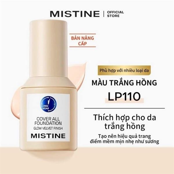 kem nền da khô Mistine cover all foundation #LP110 da trắng hồng
