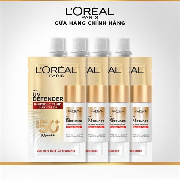 Kem Chống Nắng L'Oreal dạng sữa Mỏng Nhẹ Bảo Vệ Tối Đa UV Defender Invisible Fluid gói 5.5ml