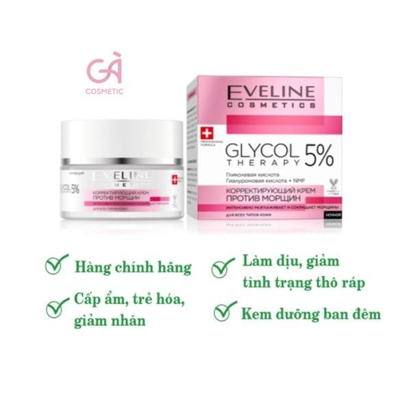 Kem Dưỡng Eveline Glycol Therapy 5% Anti Wrinkle Correcting Cream 50ml[auth]
