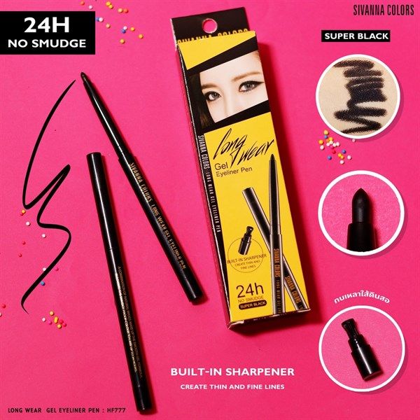 Chì Kẻ Mắt Sivanna Colors Long Wear Màu Đen 0.5g