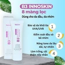 Kem Chống Nắng nâng tone Innoskin B3 tím Suncream SPF50+ PA++++ 50ml