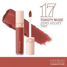 Son kem lì romand zero velvet tint màu 17toasty nude