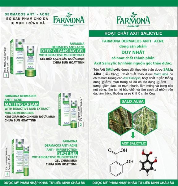 Gel Rửa Mặt Sạch Sâu, Ngừa Mụn Chứa Bùn Hoạt Tính Farmona Dermacos Anti-Acne Deep Cleansing 150ml