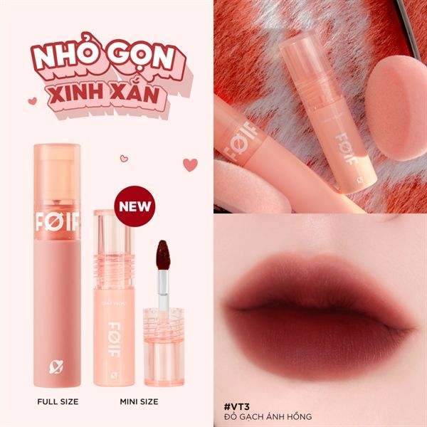 Son Kem Lì Thuần Chay Foif By Merzy Daily Velvet Tint #VT3 đỏ gạch ánh hồng