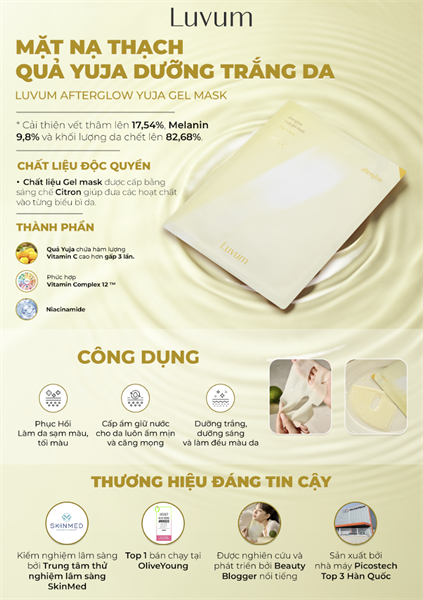 Mặt Nạ Thạch LUVUM afterglow yuja gel mask dưỡng trắng