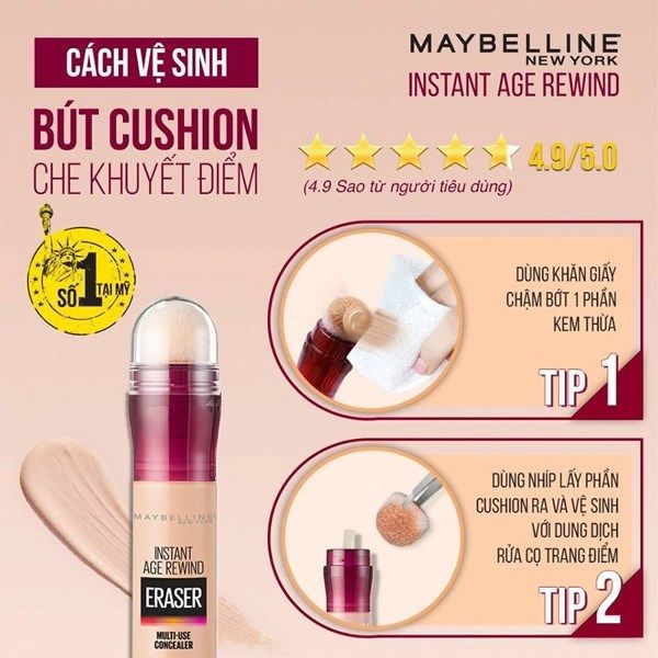 BÚT CUSHION CHE KHUYẾT ĐIỂM & QUẦNG THÂM INSTANT AGE REWIND maybeline