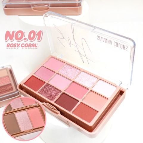 phấn mắt má Sivanna soft blurring 12/3 color double eye pallette