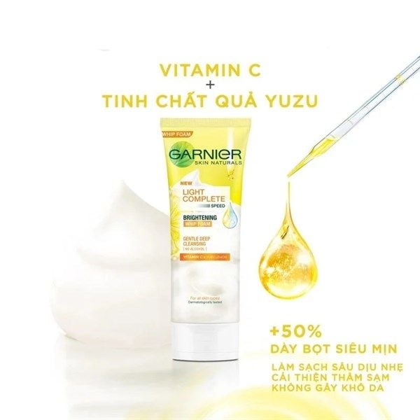 Sữa Rửa Mặt Tạo Bọt Sáng Da Garnier Light Complete Brightening Whip Foam 100ml