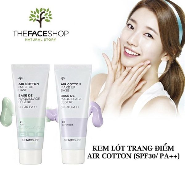 Kem Lót The Face Shop Air Cotton Makeup Base SPF30 PA++ 02lavender