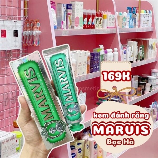 kem đánh răng siêu xịn Marvis trắng răng khử mùi #xanh lá-bạc hà
