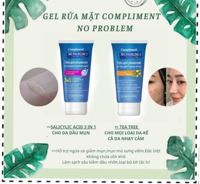 Sữa Rửa Rửa Mặt Giảm Mụn Compliment No Problem BHA + Tea Tree