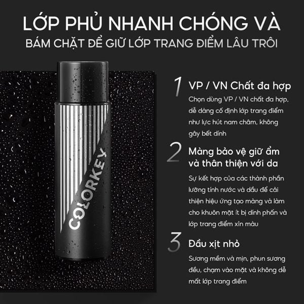 Xịt Khoá Makeup Colorkey Nam Châm Đen Lâu Trôi, Bền Màu 100ml