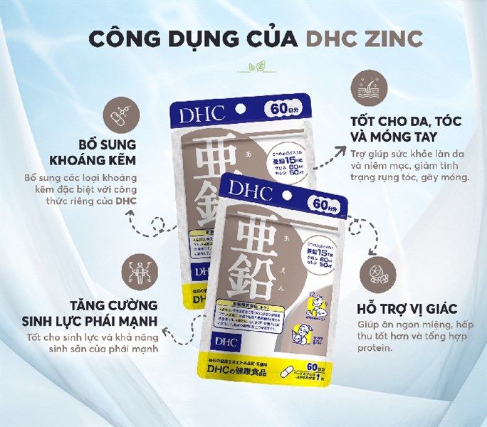 Viên uống DHC Zinc bổ sung kẽm cho cơ thể, hỗ trợ duy trì sức khỏe (30 viên)