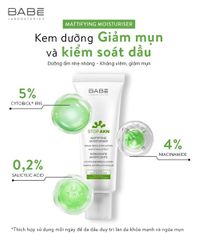 Kem dưỡng ẩm kiềm dầu trị mụn BABE Stop AKN Mattifying Moisturiser