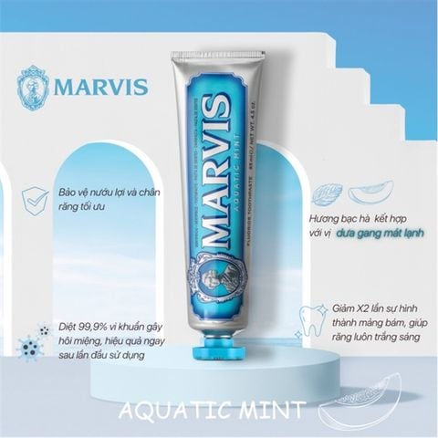 kem đánh răng siêu xịn Marvis trắng răng khử mùi #xanh dương-dưa gang bạc hà