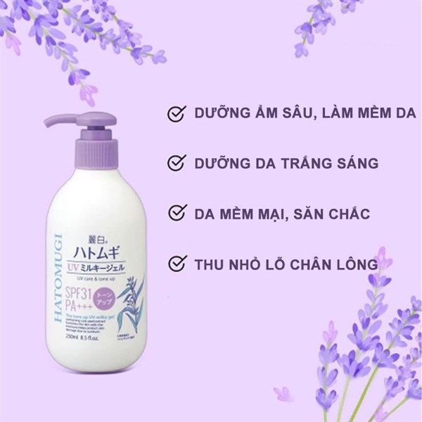 Sữa Dưỡng Thể Hatomugi Nâng Tông Da, Chống Nắng 250ml