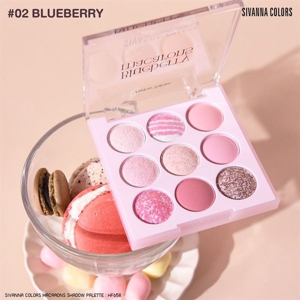 Phấn mắt 9 ô Sivanna Colors Macaron #02-blue berry