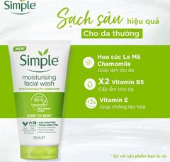 Sữa Rửa Mặt Simple Dưỡng Ẩm Cho Da Khỏe Và Mịn Màng 150ml
