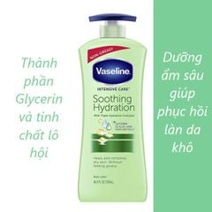 dưỡng thể VASELINE Intensive Care Soothing Hydration mẫu mới 725ml