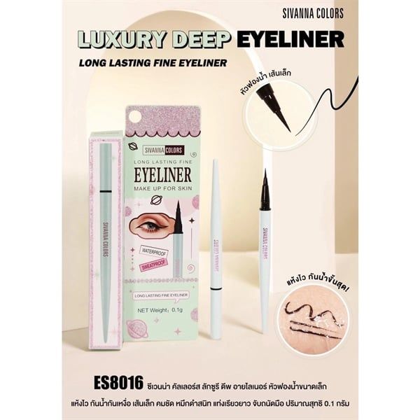 kẻ mắt nước chống trôi Long Lasting Fine Eyeliner make up for skin Sivanna Colors