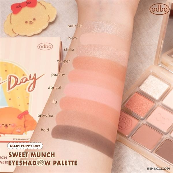 bảng phấn mắt ODBO sweet munch eyeshadow palette #puppyday