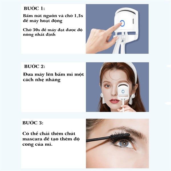 Bấm mi điện 2 chế độ kèm dây sạc