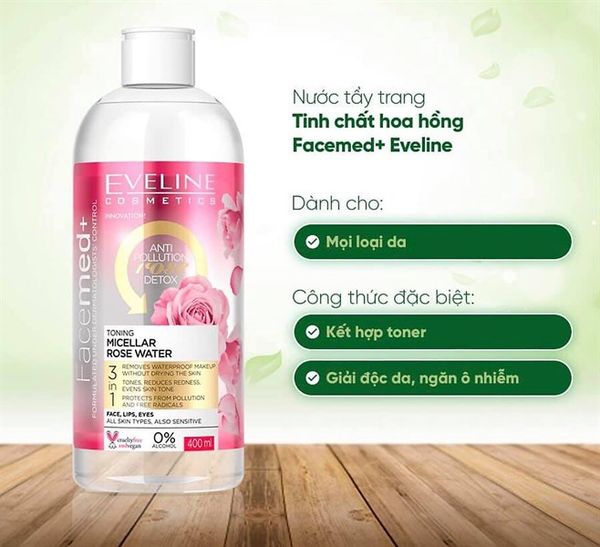 Nước Tẩy Trang Eveline Facemed + Hyalluronic Micellar Water 400ml