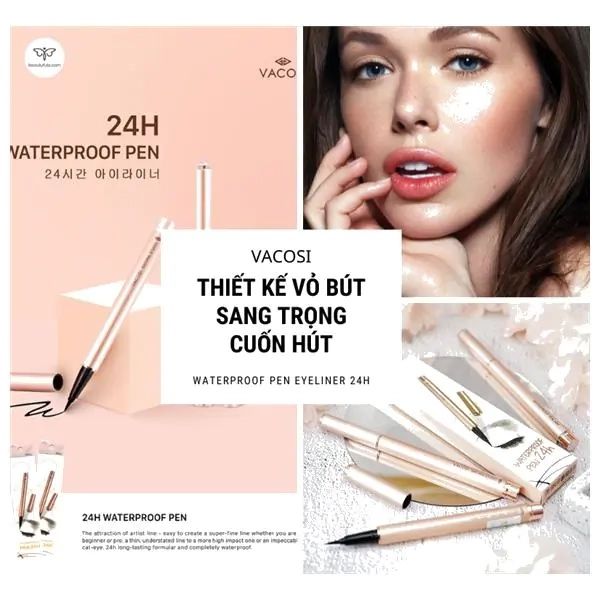 Bút Kẻ Mắt Nước Sắc Nét, Lâu Trôi Vacosi 24h Waterproof Pen 0.05mm 2g