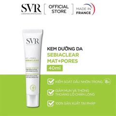 Kem Dưỡng SVR SEBIACLEAR Mat+Pores Kiềm Dầu, Se Khít Lỗ Chân Lông 40ml (Mới)