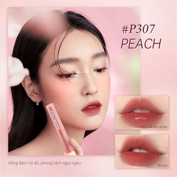 Son Kem Lì Colorkey watery matte lip tint #P307-đỏ hồng
