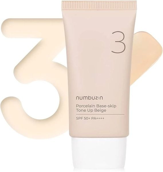 Kem Chống Nắng makeup Numbuzin Porcelain Base Skip Tone Up Beige