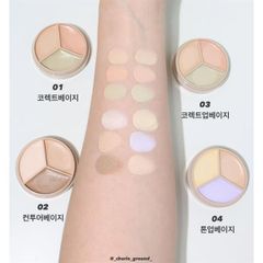 Bảng Triệt Sắc 3 ô The Saem Cover Perfection Triple Pot Concealer #04
