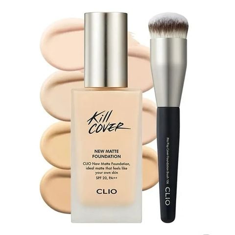 Kem Nền Bóng Mượt Clio Kill Cover Glow Foundation Spf50+ Pa++++ 38G (Tặng Kèm Cọ)