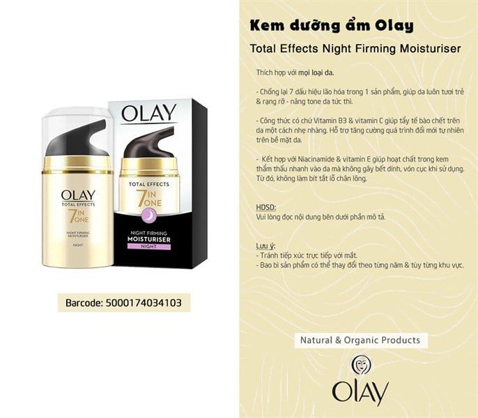 ￼Kem Dưỡng Ban Ngày Chống Lại 7 Dấu Hiệu Lão Hóa Olay Total Effects 7 in 1 Day Moisturiser SPF 15 50ml