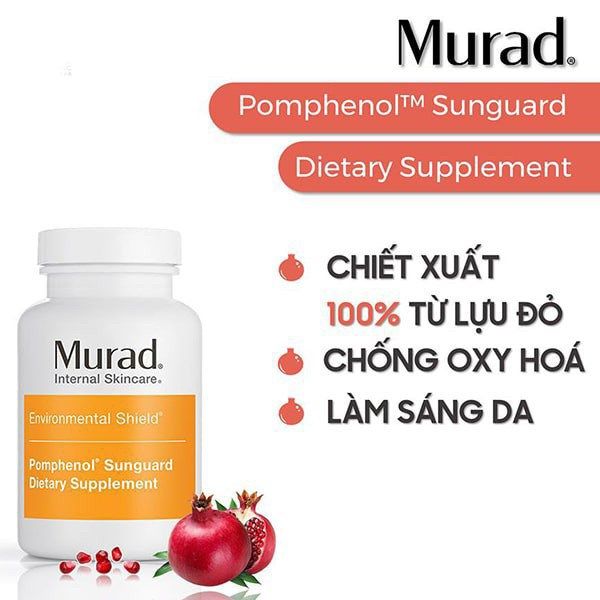 Viên Uống Chống Nắng Nội Sinh Murad Pomphenol Sunguard Dietary Supplement Mỹ 60 Viên