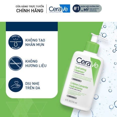 Sữa Rửa Mặt CeraVe Hydrating Facial Cleanser Màu Xanh Lá 236ml