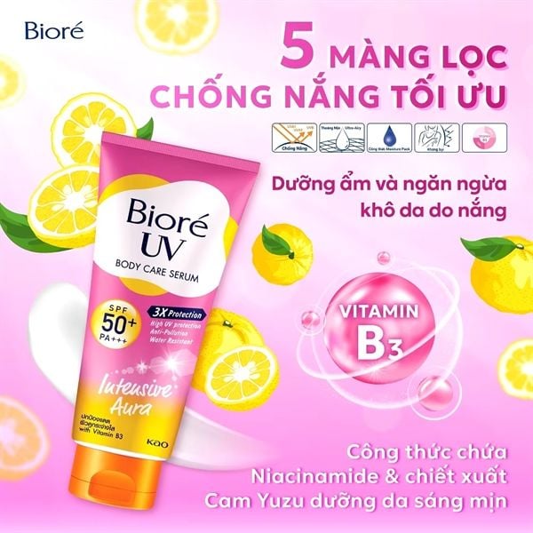 Dưỡng thể chống nắng Bioré UV body care cream spf50+pa+++ 150ml #intensive aura