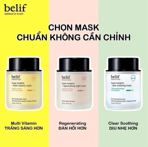 Bộ 3 Mặt Nạ Ngủ belif Super Knights Discovery Mask Kit 30ml/Hộp