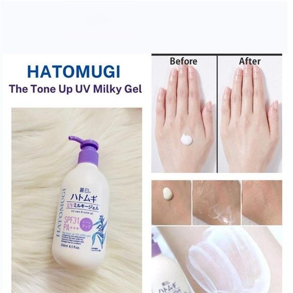 Sữa Dưỡng Thể Hatomugi Nâng Tông Da, Chống Nắng 250ml