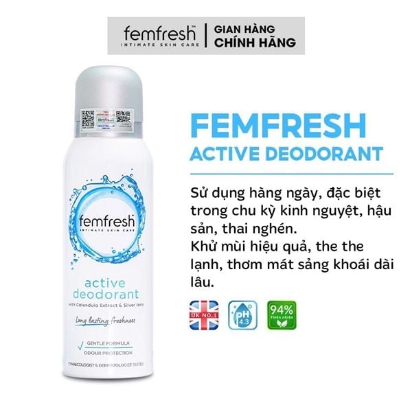 Xịt Thơm Vùng Kín Femfresh Freshness Deodorant Spray 125ml #xanh