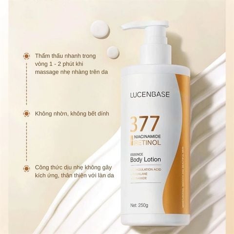 Dưỡng thể trắng da body Lucenbase 377 Niacinamide +retinol essence lotion