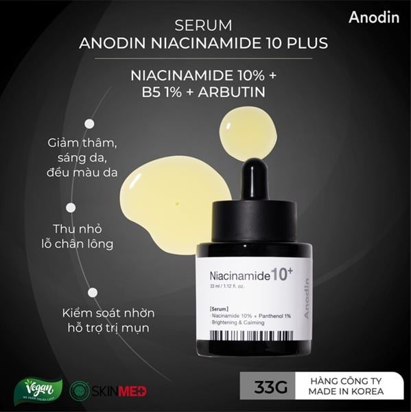 serum sáng da mờ thâm Anodin niacinamide 10+