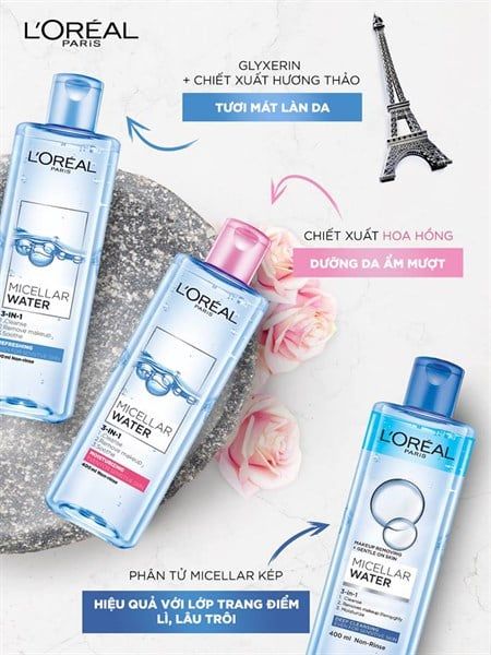 Nước tẩy trang L’Oreal Paris 3-in-1 Micellar Water 400ml
