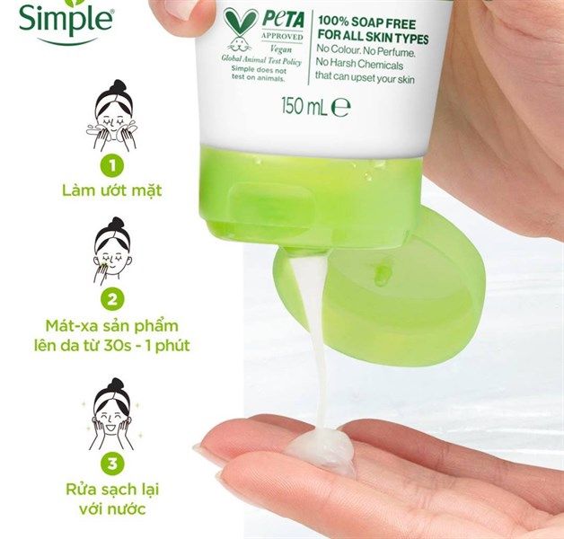 Sữa Rửa Mặt Simple Dưỡng Ẩm Cho Da Khỏe Và Mịn Màng 150ml