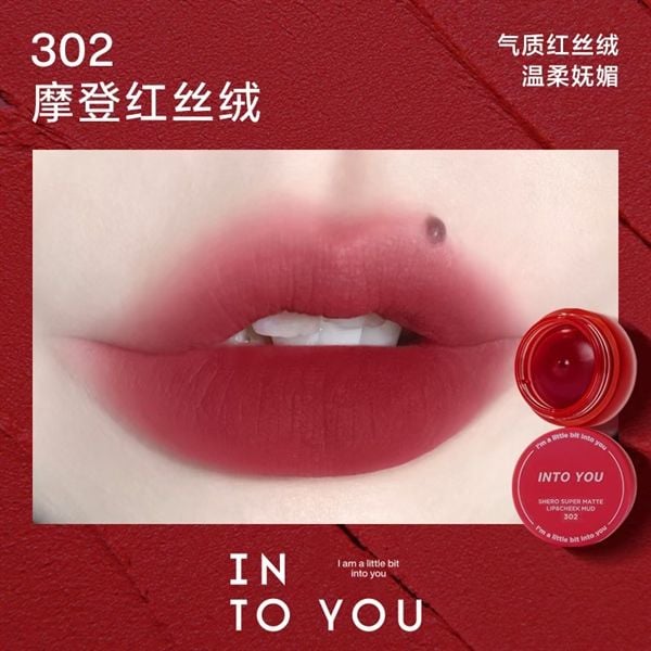 son kem lì INTO YOU shero super matte lip & cheek mud 302