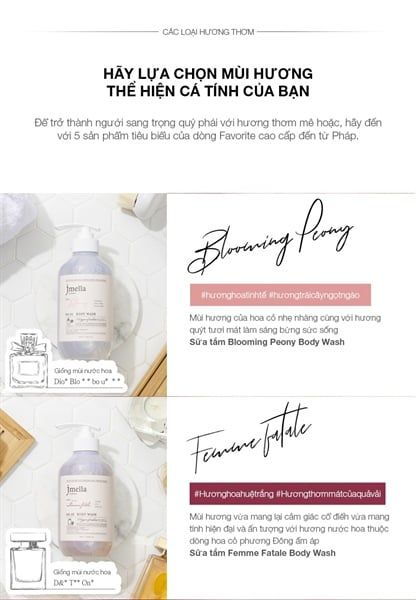 Sữa tắm nước hoa duỡng ẩm cao Jmella #