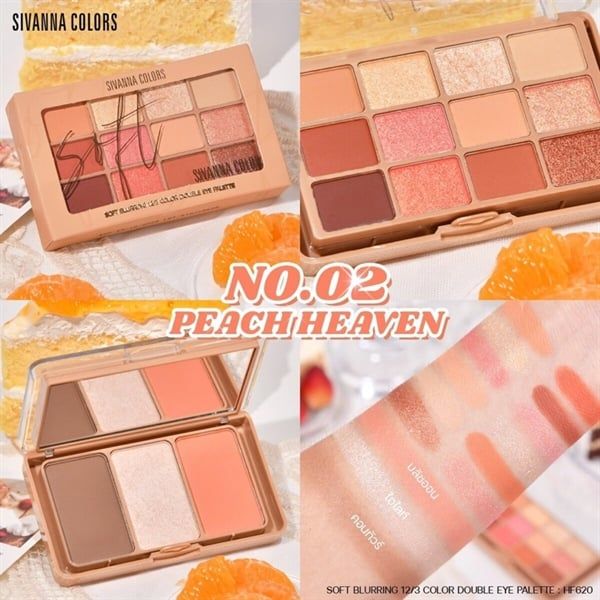 bảng phấn mắt má 2 tầng Sivanna soft blurring 12/3 color double eye pallette #02