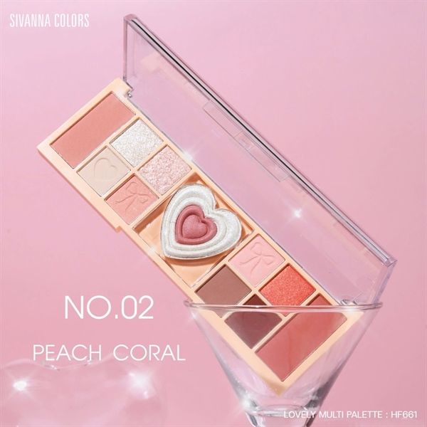 Bảng Phấn mắt Sivanna Lovely Multi #02 -peach coral