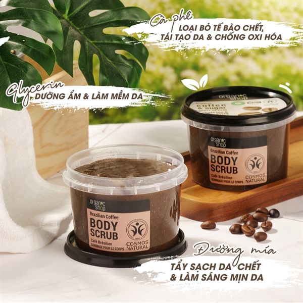 Tẩy Tế Bào Chết Body Dưỡng Da Ẩm Mịn Organic Shop Body Srucb 250ml