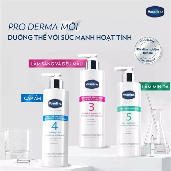 duỡng thể Vaseline Pro Derma 5 AHA Smoothing Lotion